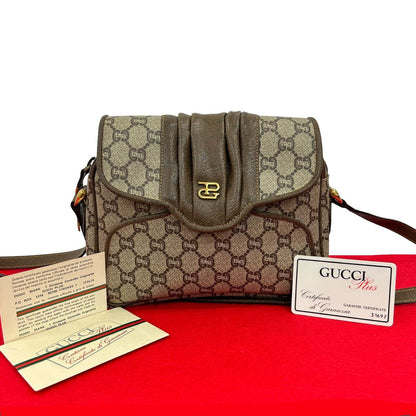 GUCCI Shoulder Bag leather Brown