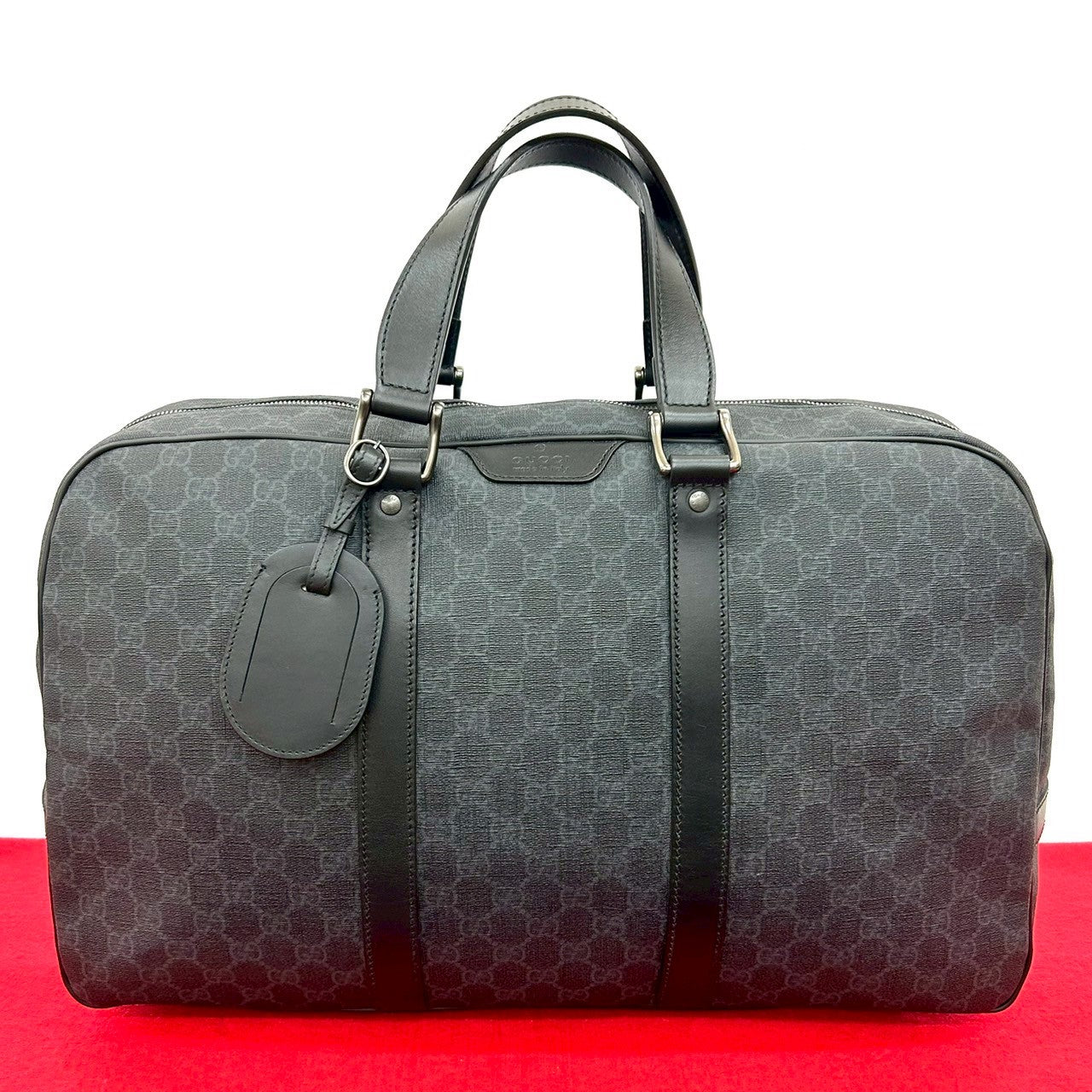 GUCCI Boston Duffel bag leather black GG Supreme