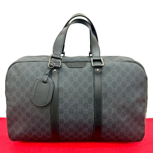 GUCCI Boston Duffel bag leather black GG Supreme