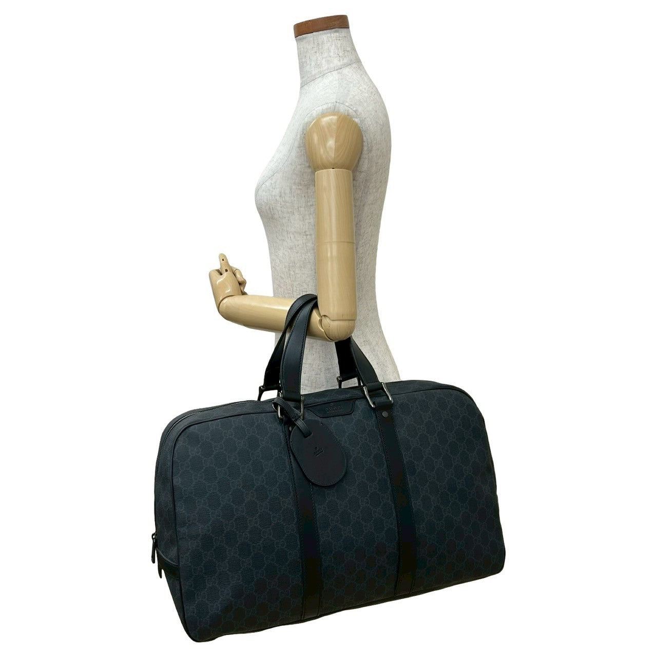 GUCCI Boston Duffel bag leather black GG Supreme