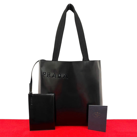 PRADA Tote Bag leather black