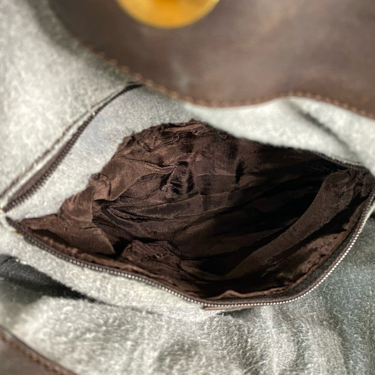 GUCCI Shoulder Bag leather Brown Bamboo
