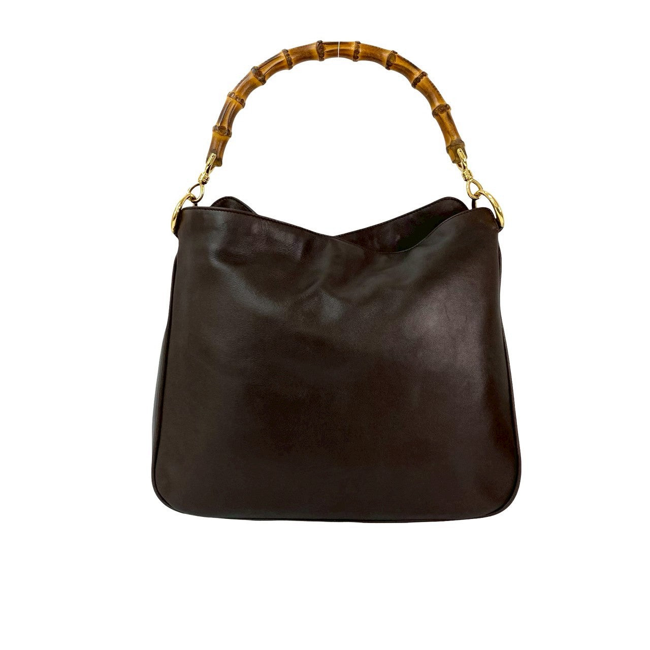 GUCCI Shoulder Bag leather Brown Bamboo