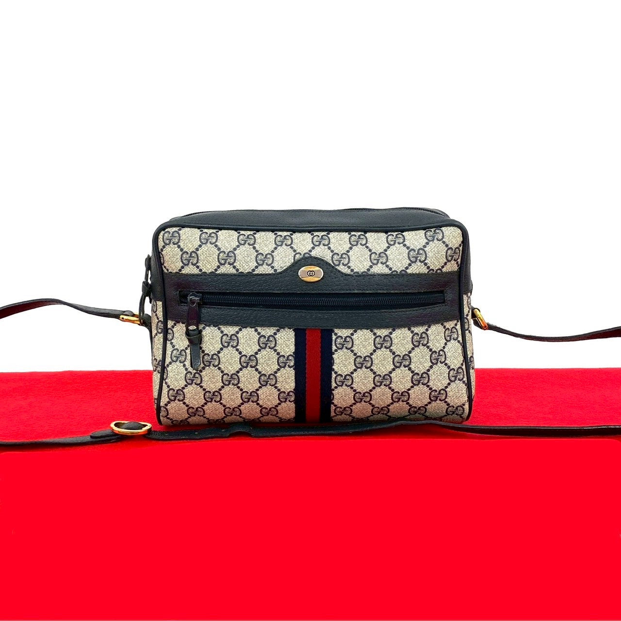 GUCCI Shoulder Bag leather Navy