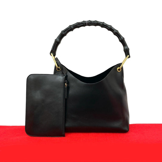 GUCCI Handbag leather black Bamboo