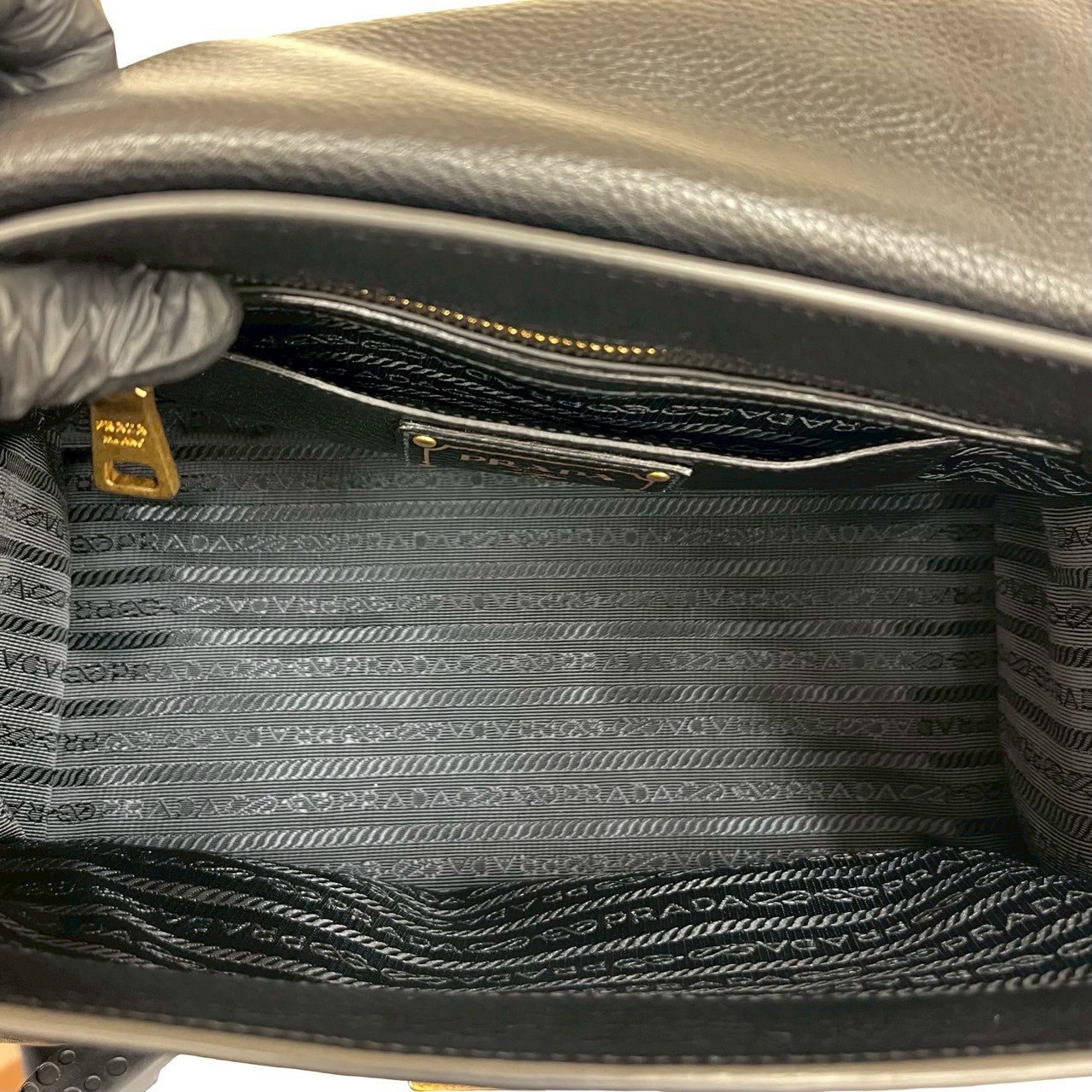PRADA Shoulder Bag leather black