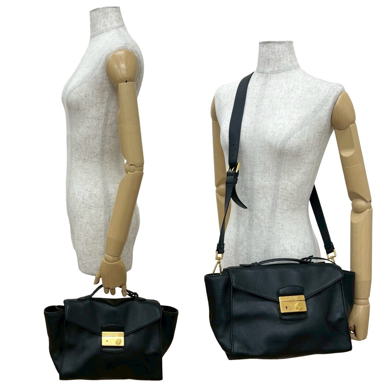 PRADA Shoulder Bag leather black