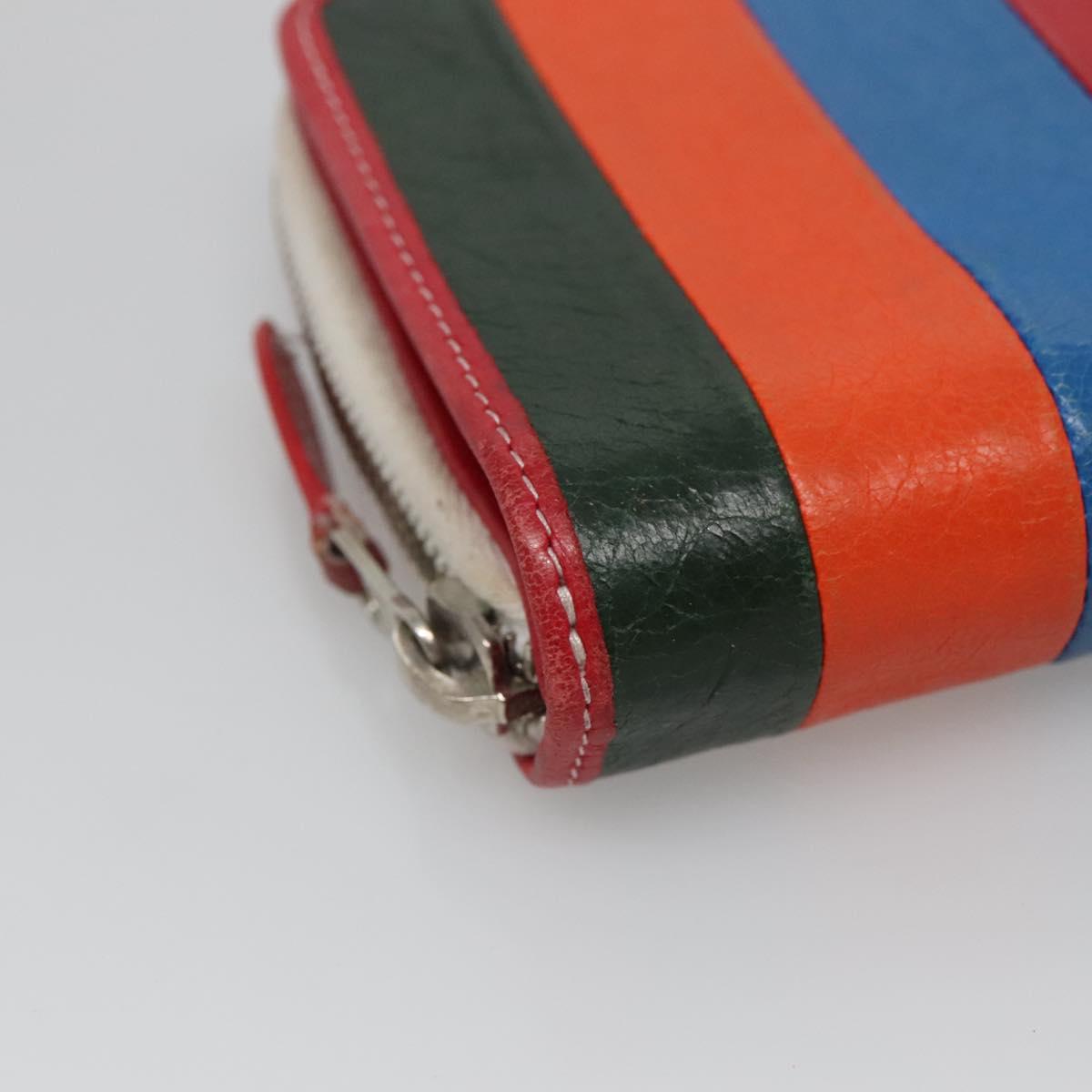 BALENCIAGA Bifold Wallet Leather Multicolor Red Silver