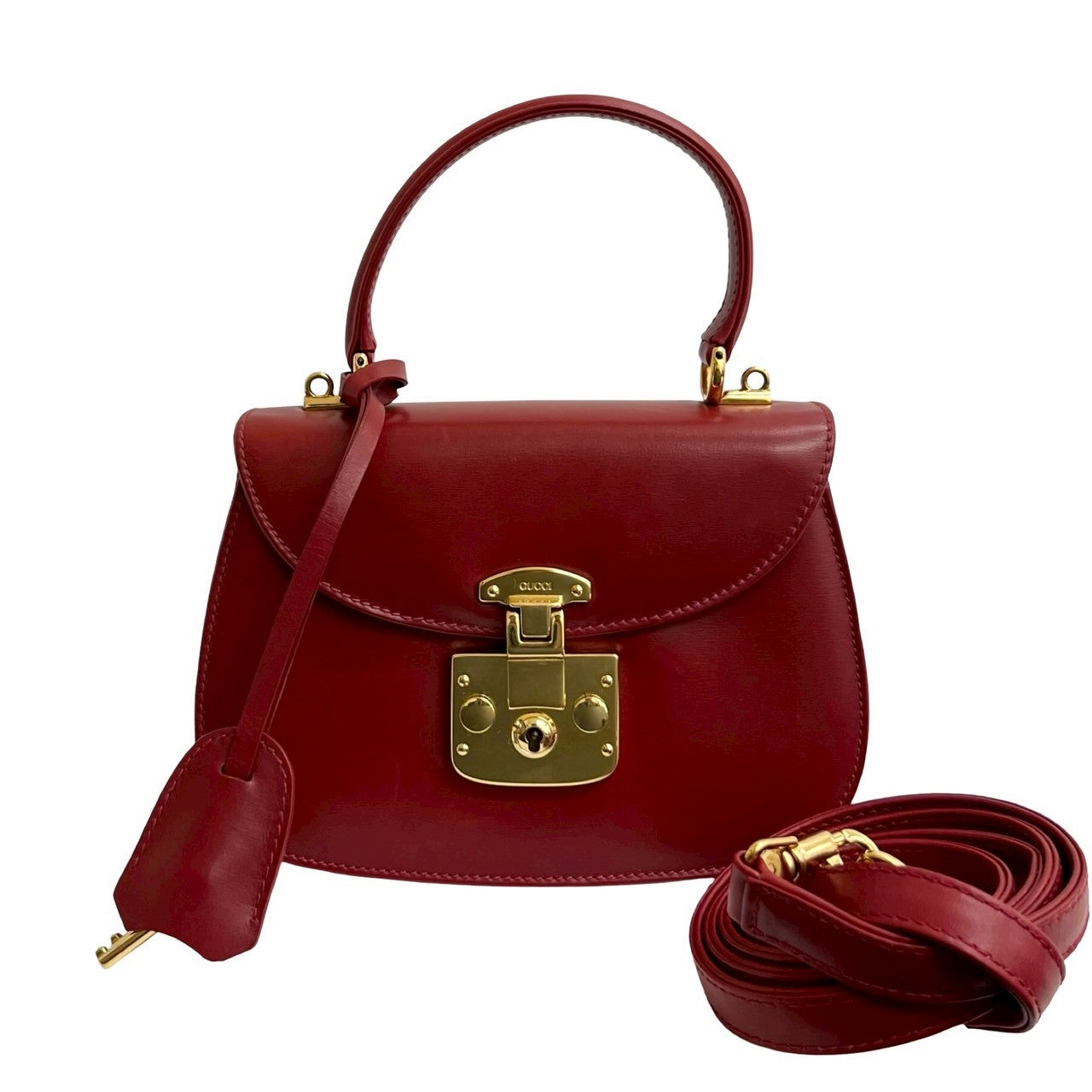 GUCCI Shoulder Bag Calfskin Red