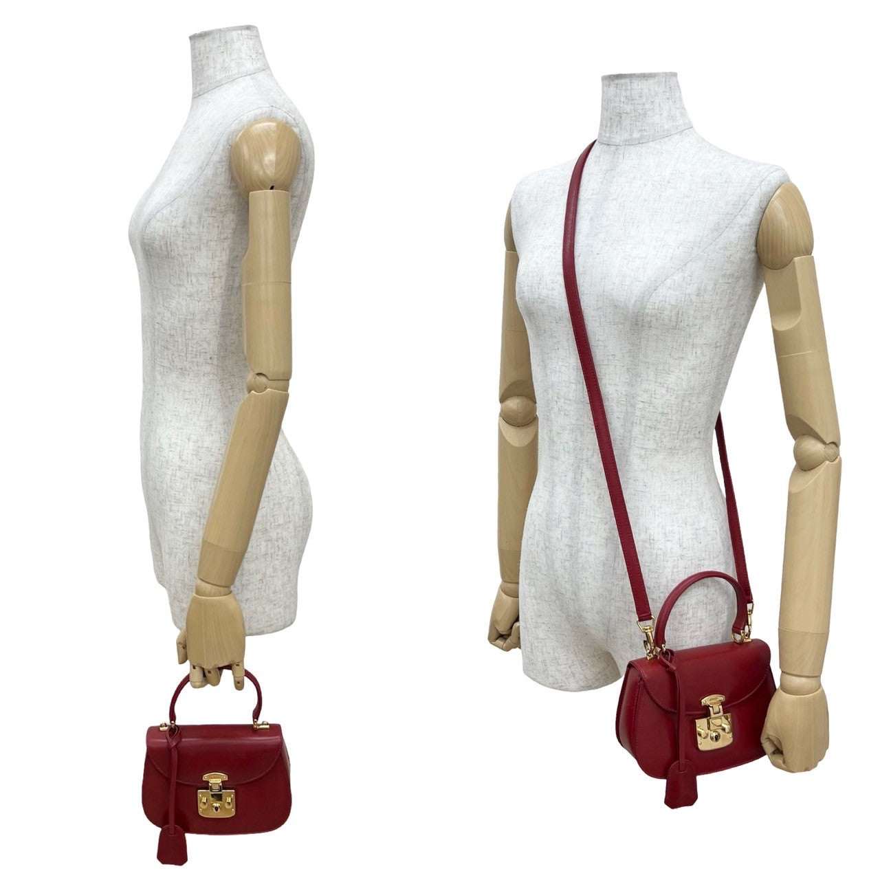 GUCCI Shoulder Bag Calfskin Red