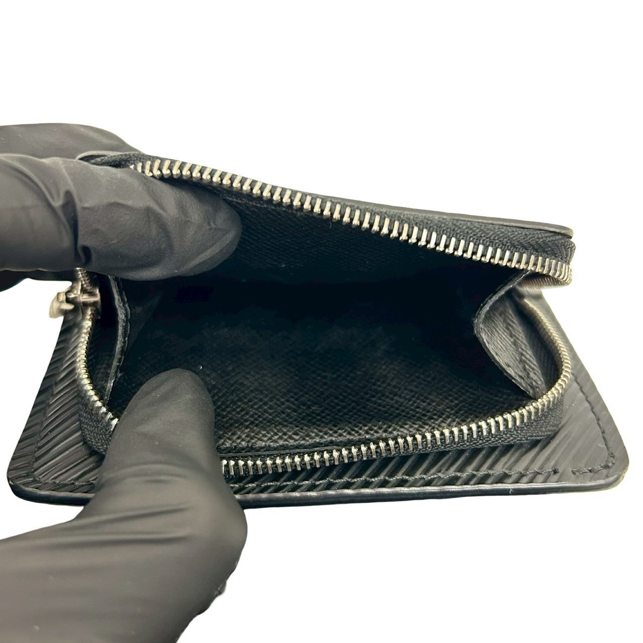 LOUIS VUITTON Tri-fold wallet leather black Epi Portefeuille Twist Compact