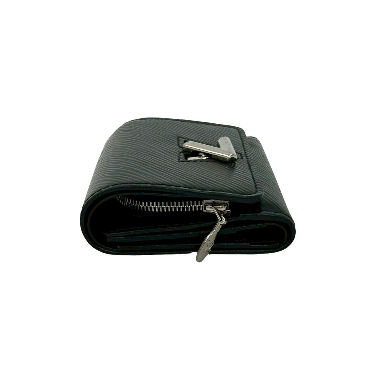 LOUIS VUITTON Tri-fold wallet leather black Epi Portefeuille Twist Compact