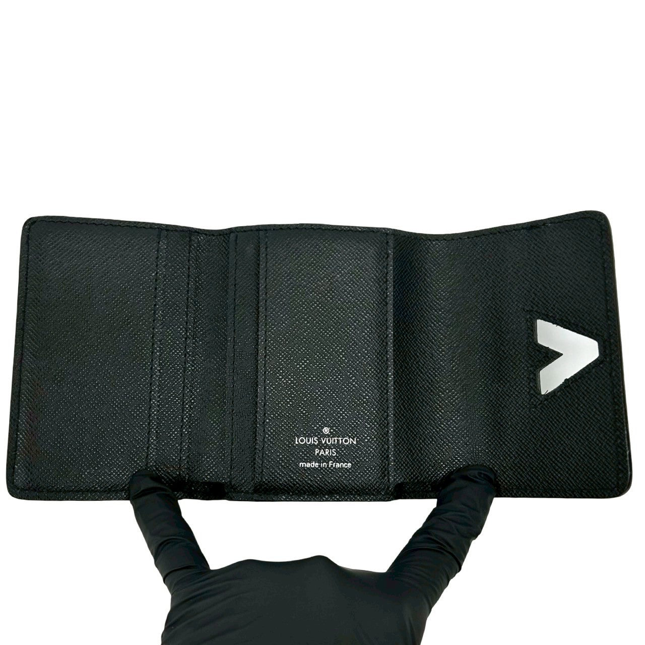 LOUIS VUITTON Tri-fold wallet leather black Epi Portefeuille Twist Compact