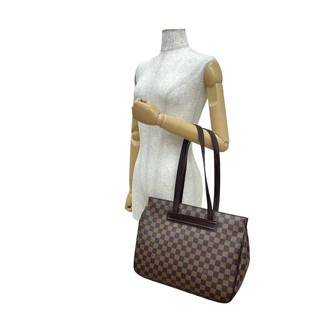 LOUIS VUITTON Tote Bag leather Brown Damier Ebene Parioli PM