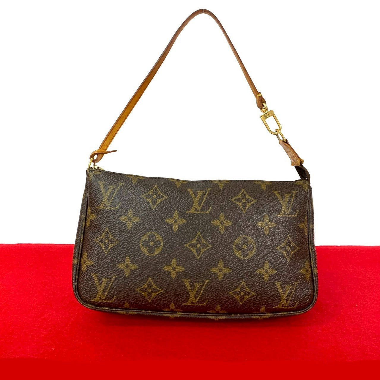 LOUIS VUITTON Handbag leather Brown Monogram Pochette Accessoires