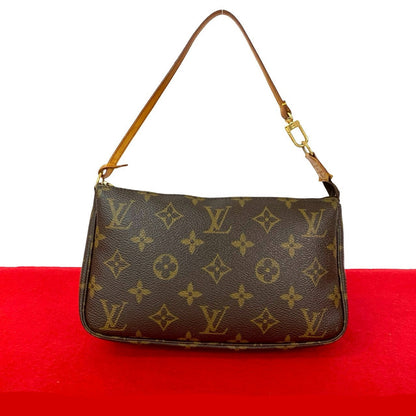 LOUIS VUITTON Handbag leather Brown Monogram Pochette Accessoires
