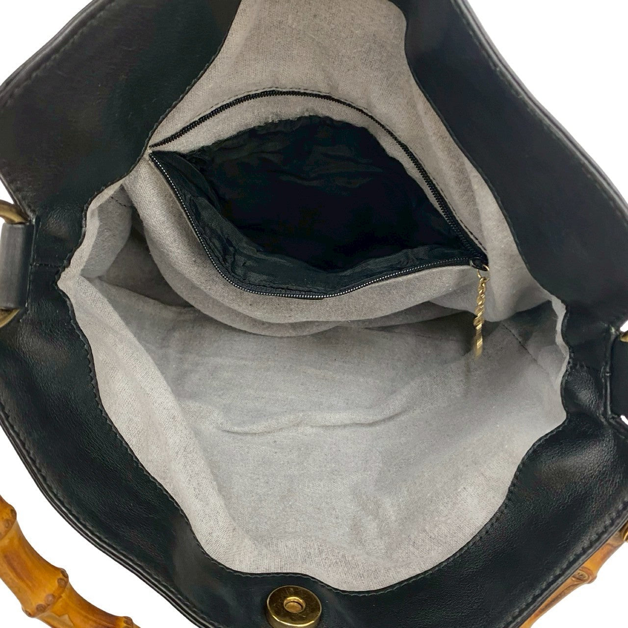 GUCCI Shoulder Bag leather black Bamboo