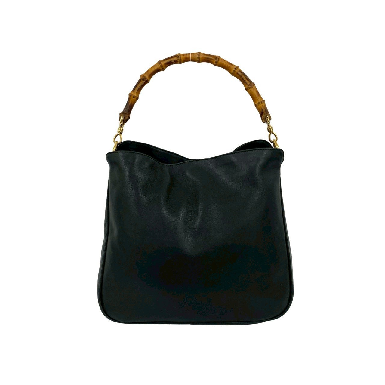 GUCCI Shoulder Bag leather black Bamboo