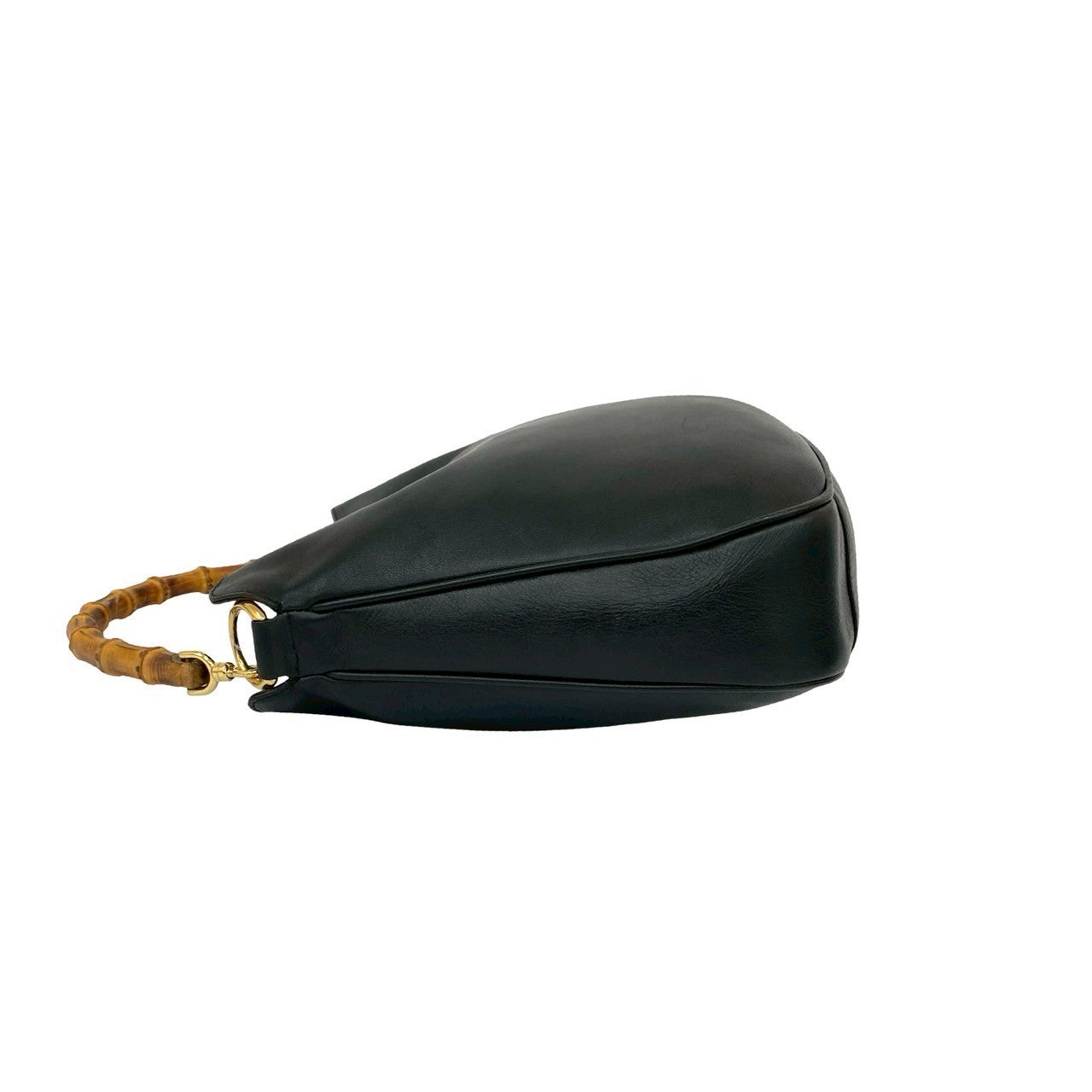 GUCCI Shoulder Bag leather black Bamboo