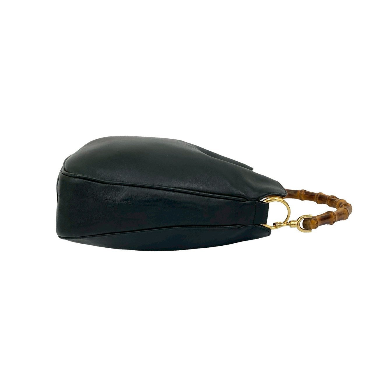 GUCCI Shoulder Bag leather black Bamboo