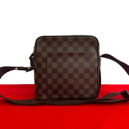 LOUIS VUITTON Shoulder Bag leather Brown Damier Olaf PM