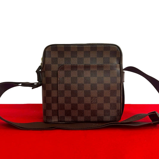 LOUIS VUITTON Shoulder Bag leather Brown Damier Olaf PM