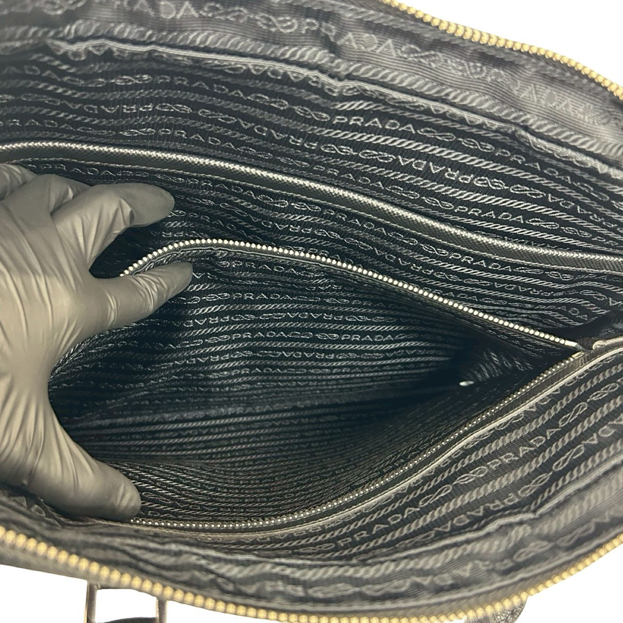 PRADA Shoulder Bag leather black
