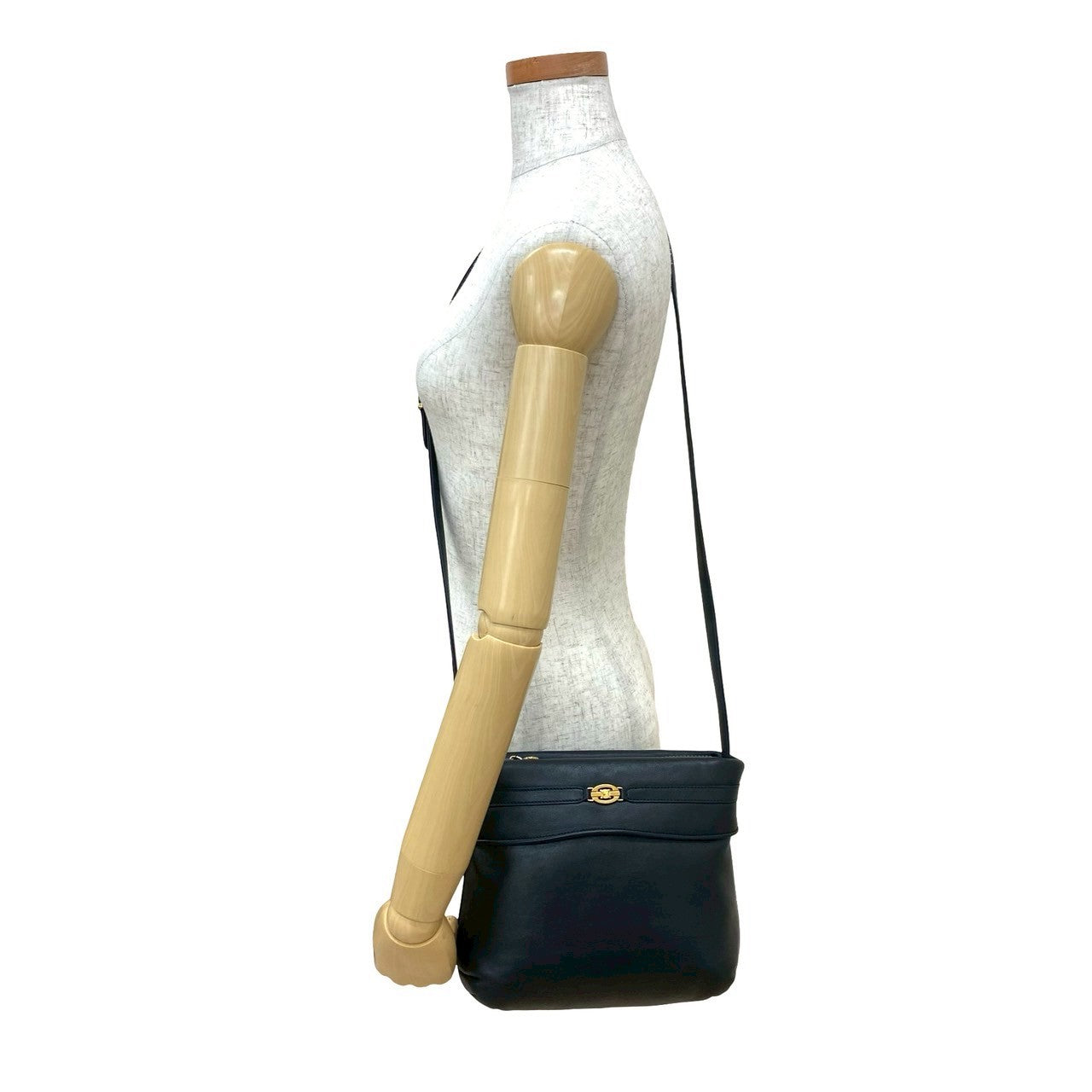 CELINE Shoulder Bag leather Navy
