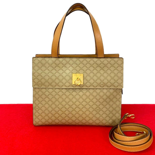 CELINE Shoulder Bag leather beige
