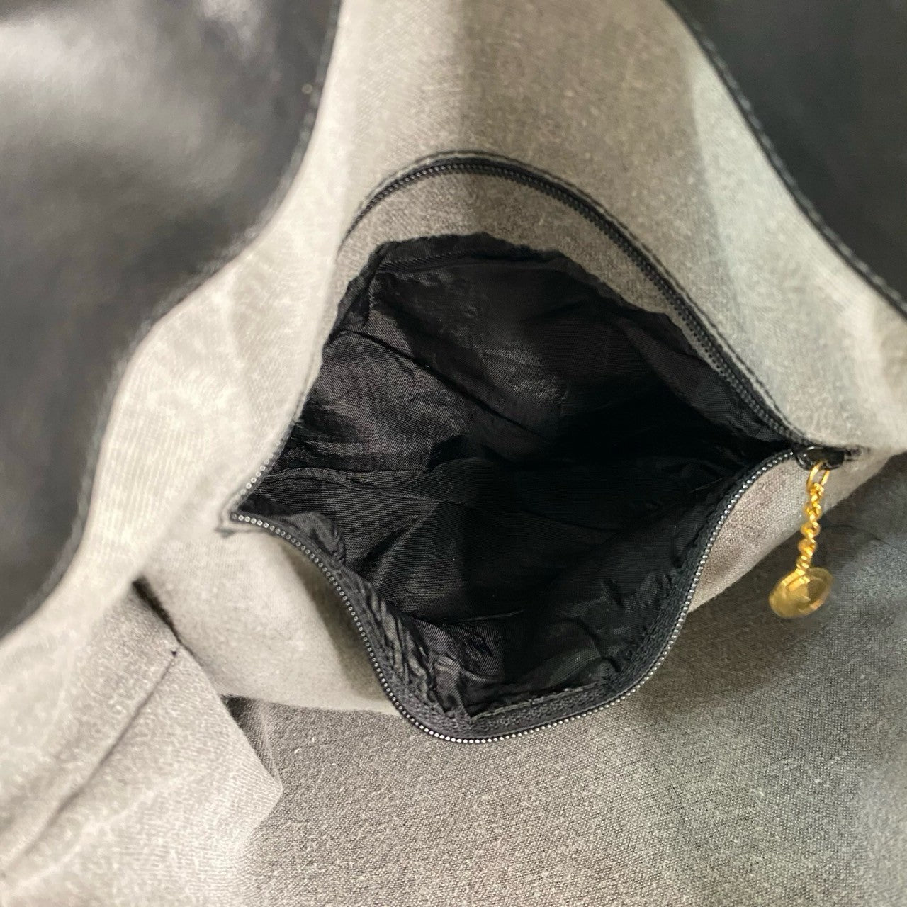 GUCCI Shoulder Bag leather black Bamboo