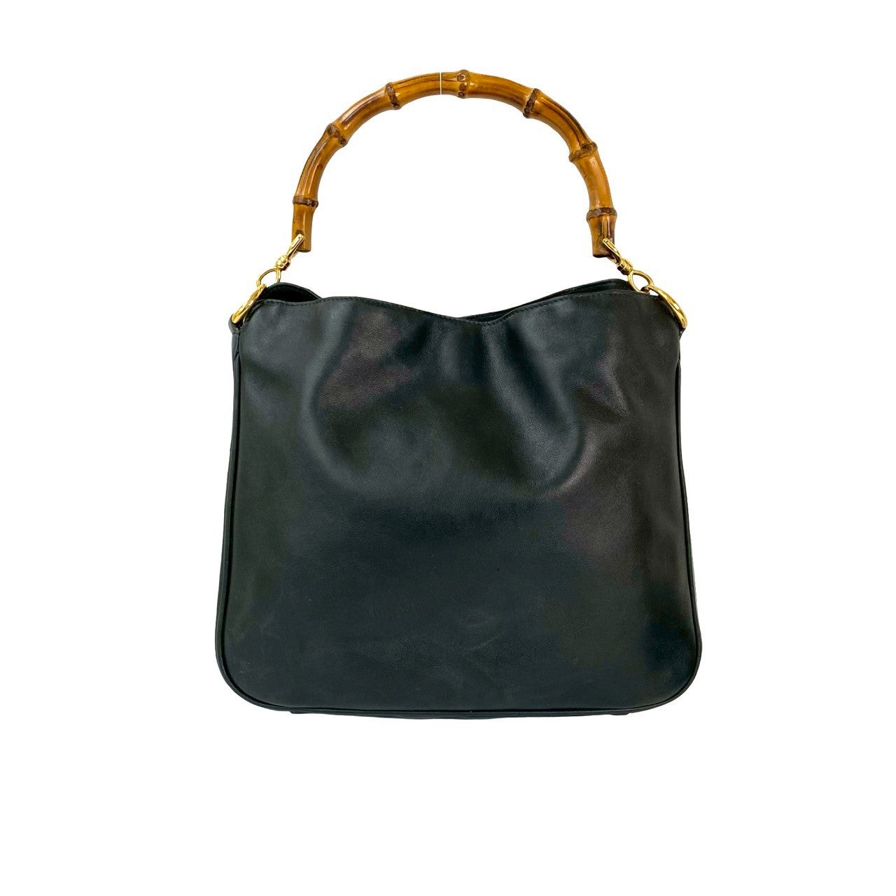 GUCCI Shoulder Bag leather black Bamboo