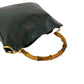 GUCCI Shoulder Bag leather black Bamboo