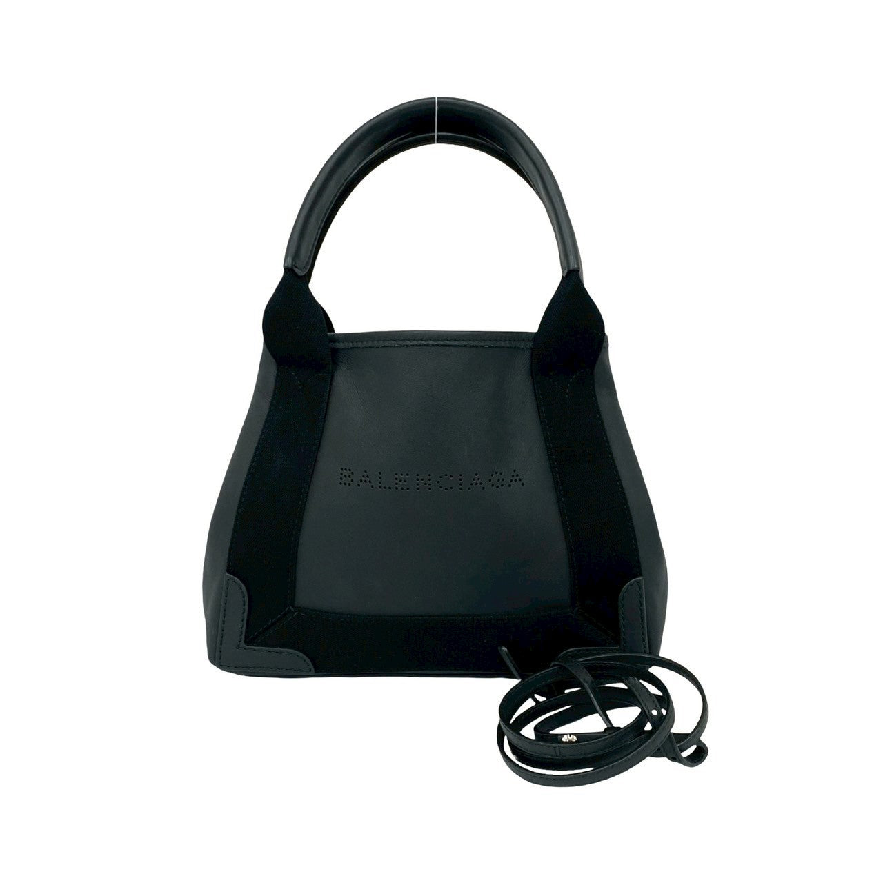 BALENCIAGA Shoulder Bag leather black Navy Cabas XS