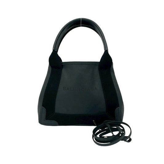 BALENCIAGA Shoulder Bag leather black Navy Cabas XS