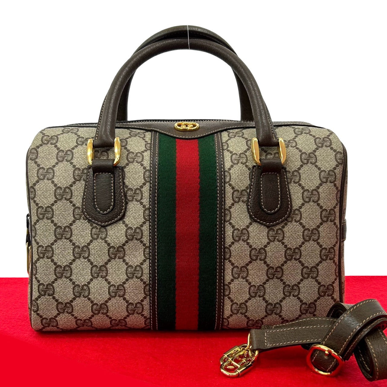 GUCCI Shoulder Bag leather Brown Sherry line