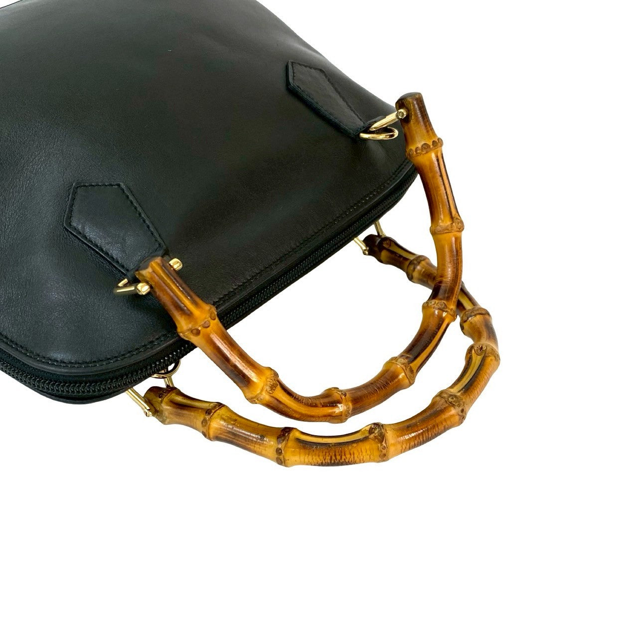 GUCCI Shoulder Bag leather black Bamboo