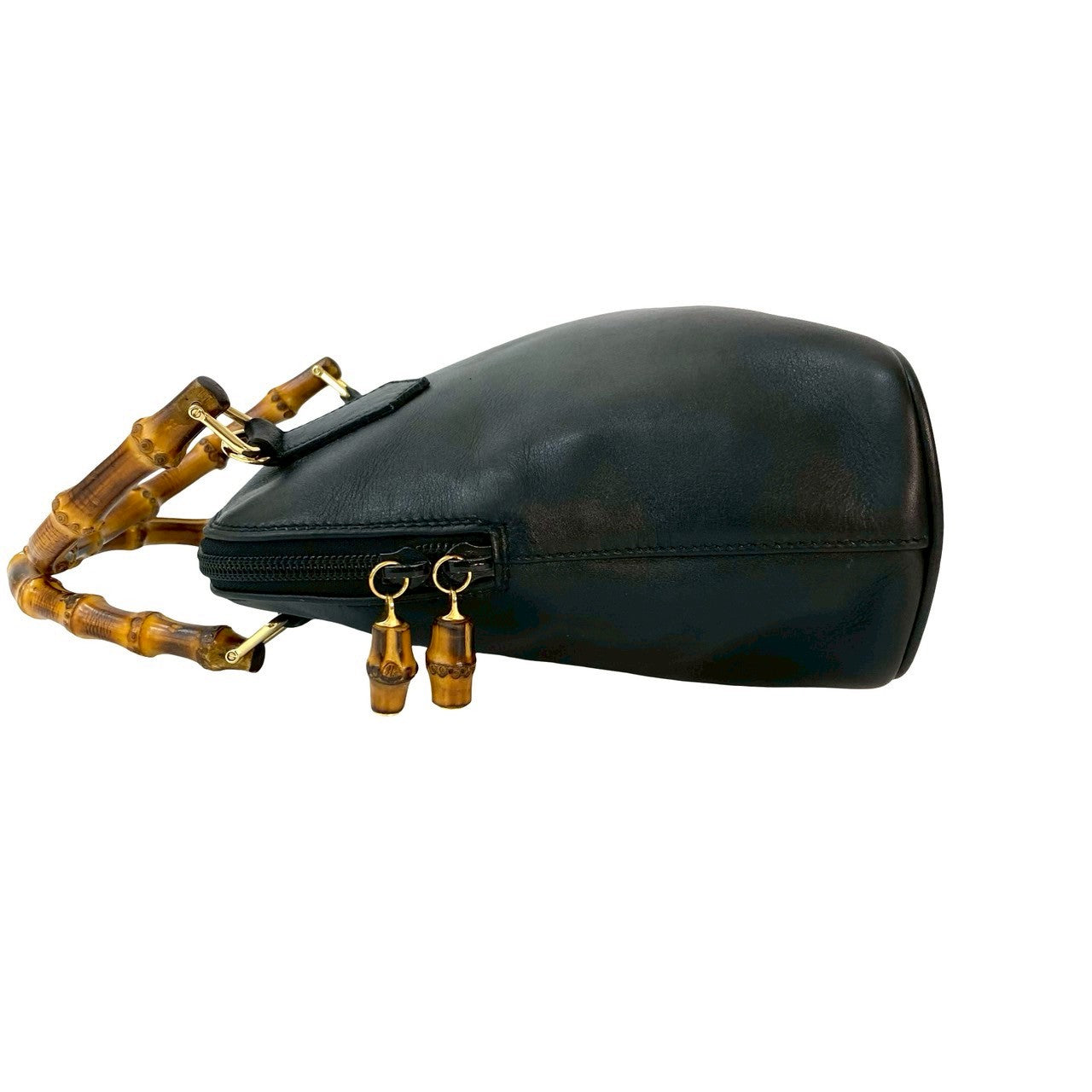 GUCCI Shoulder Bag leather black Bamboo