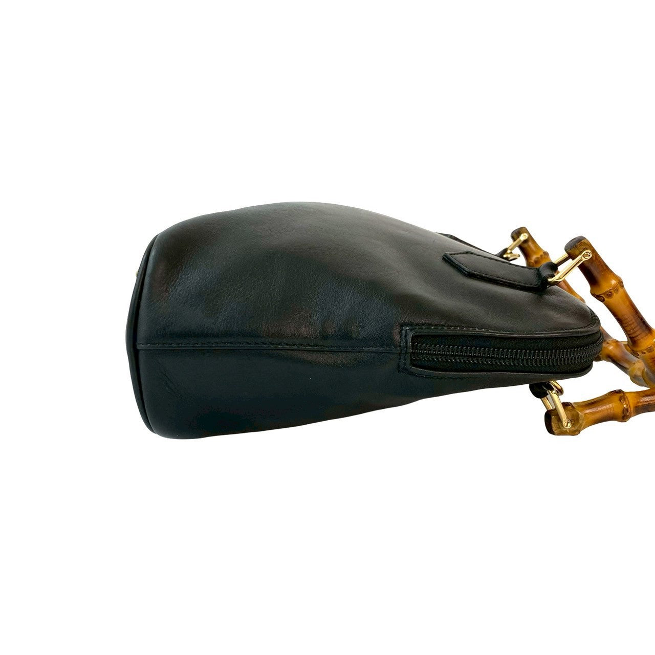 GUCCI Shoulder Bag leather black Bamboo