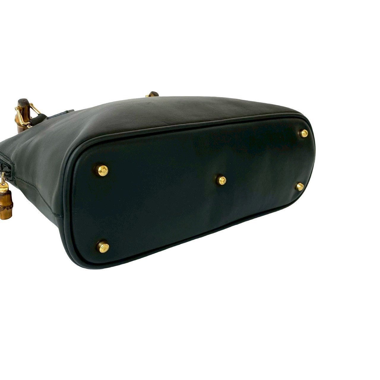 GUCCI Shoulder Bag leather black Bamboo