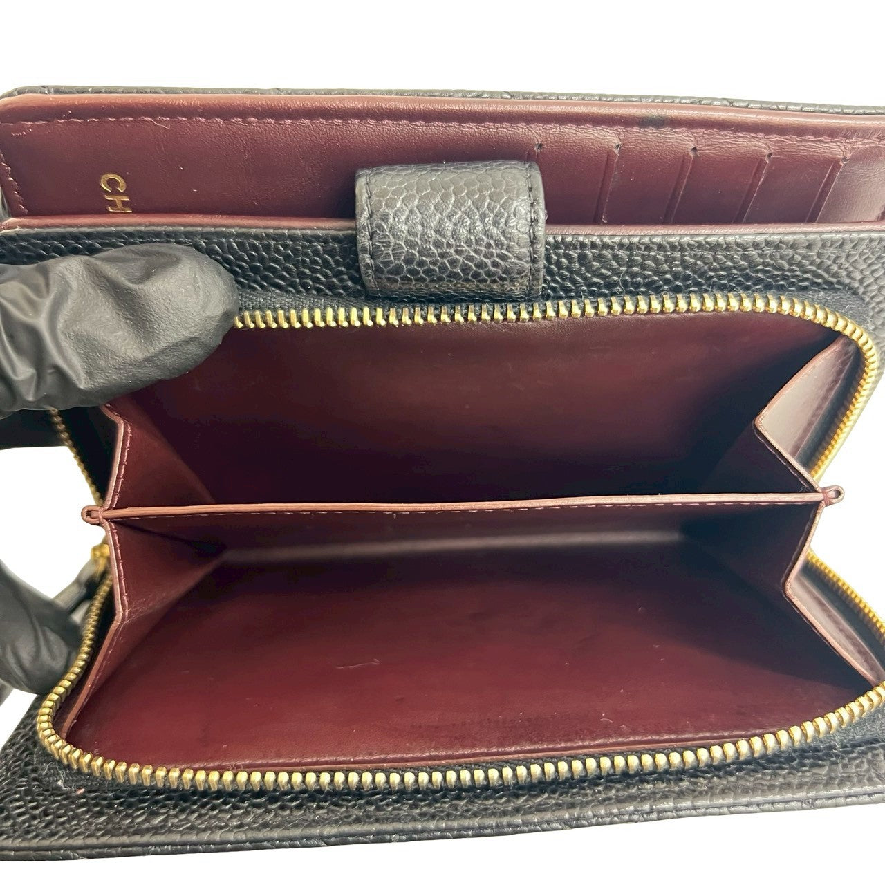 CHANEL Bifold Wallet Matt caviar skin black Matrasse