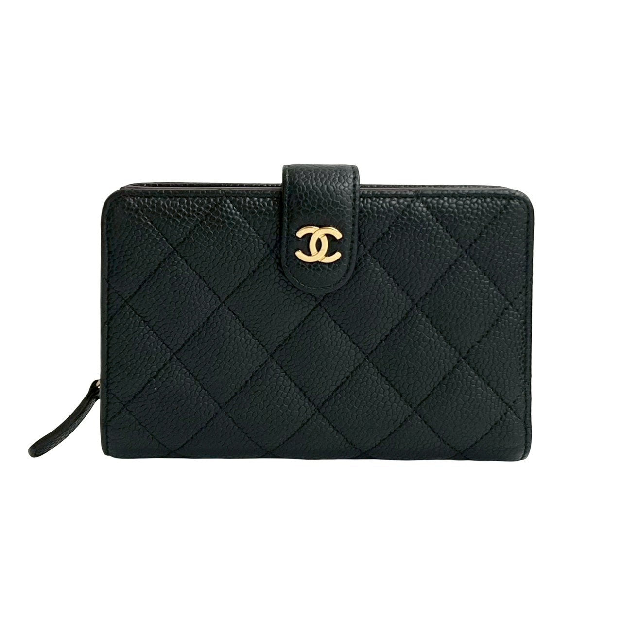 CHANEL Bifold Wallet Matt caviar skin black Matrasse