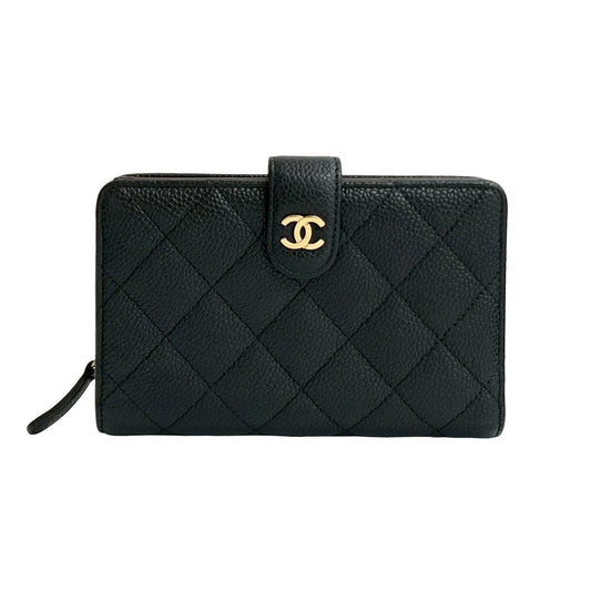 CHANEL Bifold Wallet Matt caviar skin black Matrasse