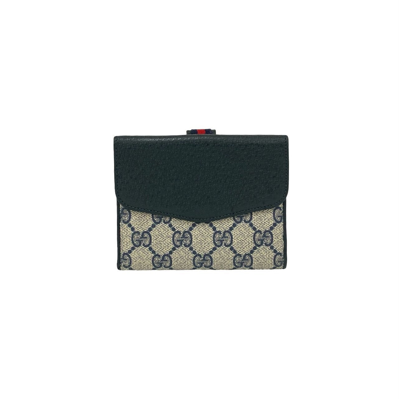 GUCCI Bifold Wallet leather Navy Sherry line