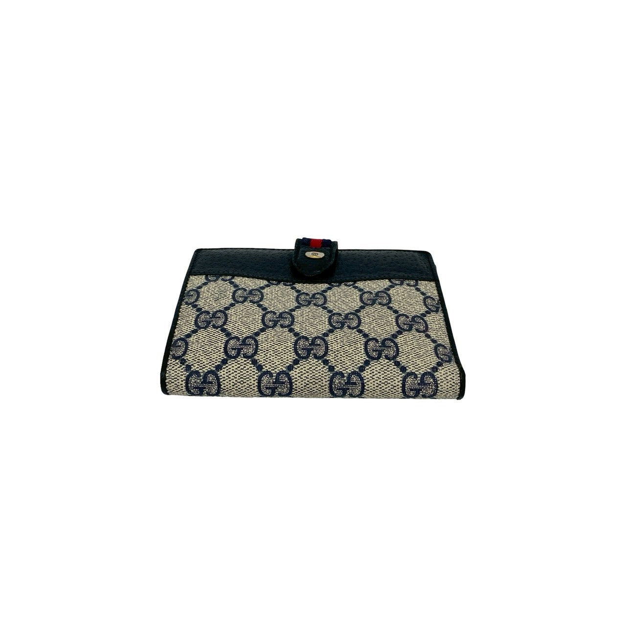 GUCCI Bifold Wallet leather Navy Sherry line