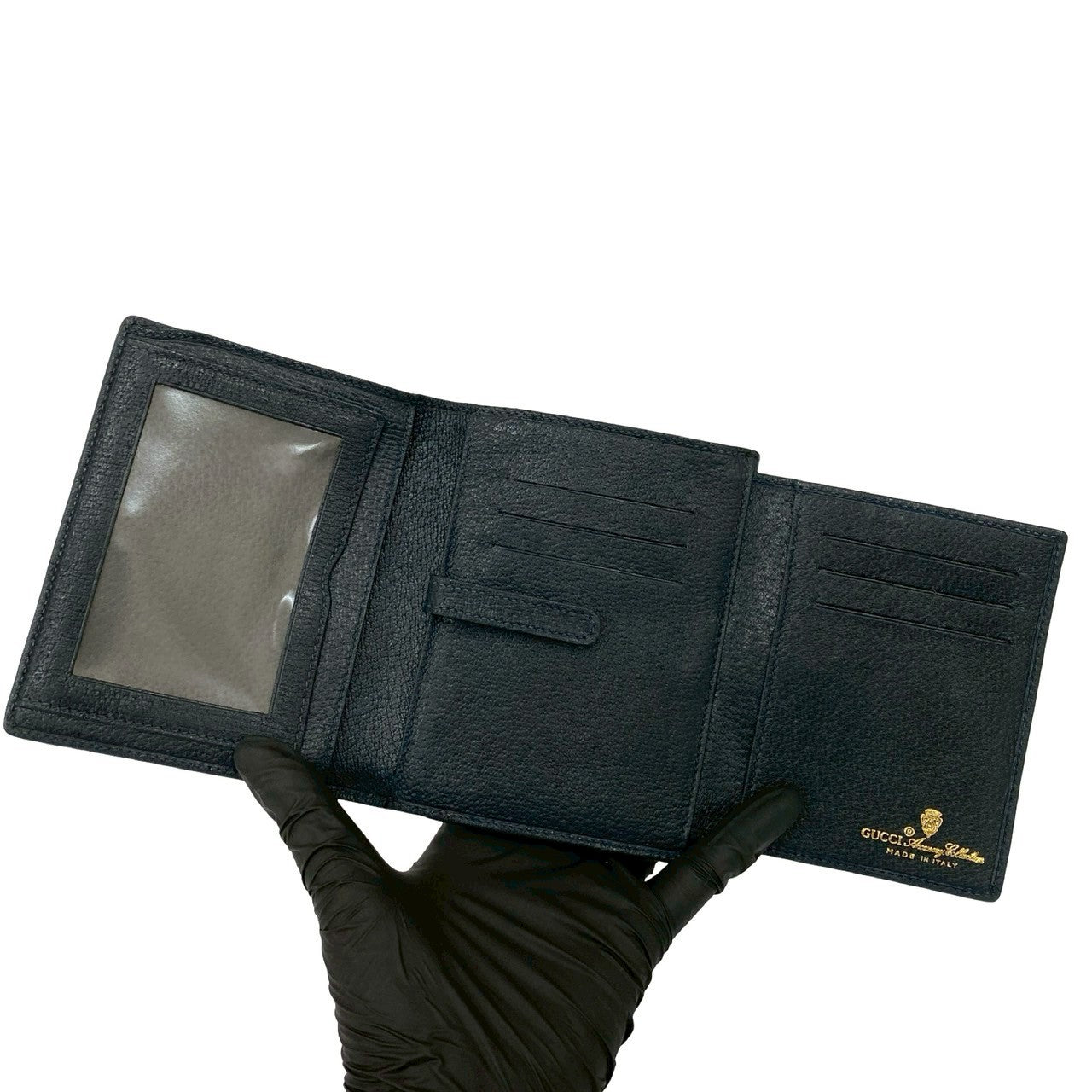 GUCCI Bifold Wallet leather Navy Sherry line