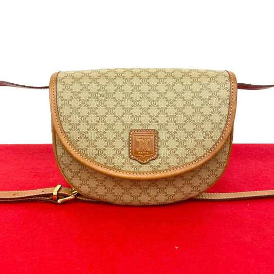 CELINE Shoulder Bag leather beige