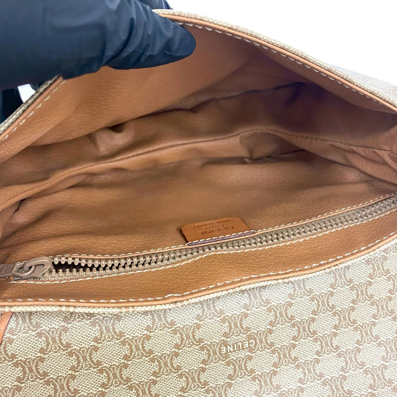 CELINE Shoulder Bag leather beige