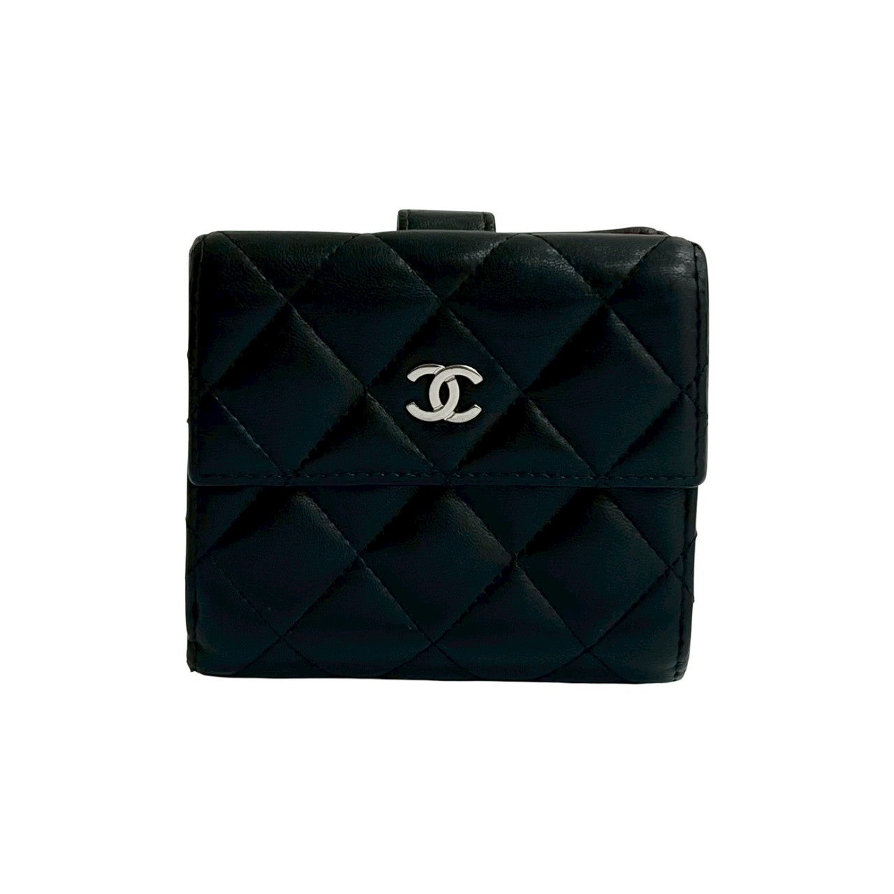 CHANEL Bifold Wallet lambskin black Matrasse
