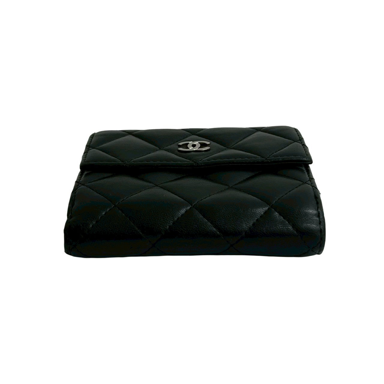 CHANEL Bifold Wallet lambskin black Matrasse