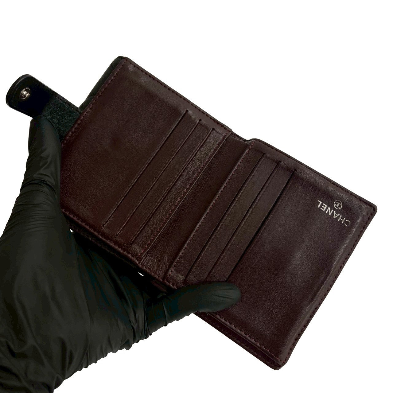 CHANEL Bifold Wallet lambskin black Matrasse